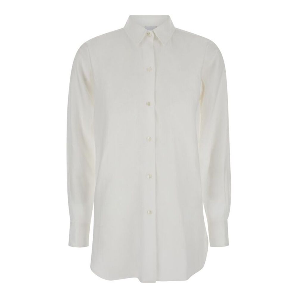 Plain Women White Shirt With Buttons In Linen Woman